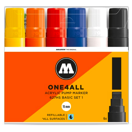 Набор маркеров Molotow One4all 627HS - 6шт Basic-Set #1 (15мм)