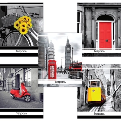 Тетрадь 48л. А5 клетка Brauberg «АКЦЕНТ» обложка картон ассорти (10/100)