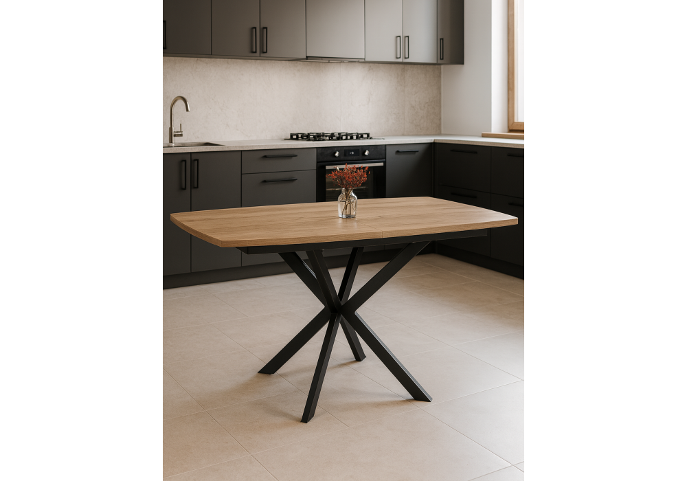 Стол деревянный Woodville Палу 130(170)х80 дуб веллингтон, черный