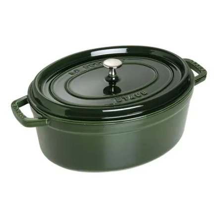 STAUB Чугунная форма для запекания Cocotte овальная 27см 3,2л зеленая (сорт II)