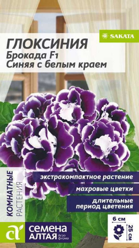 Глоксиния &quot;G. Брокада F1 Синяя с белым краем&quot; 8шт., Россия.