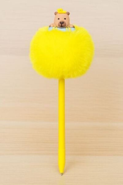 Ручка с помпоном "The amazing capybara", yellow