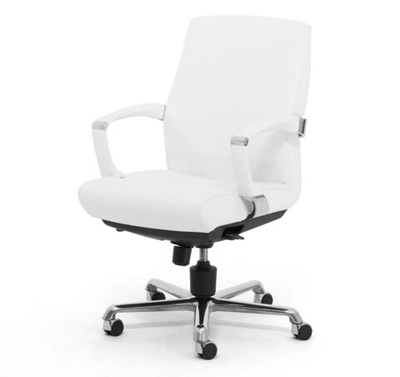 DEEP/B Кресло алюм выд.кожа БЕЛЫЙ/ПОЛИР. АЛЮМ.