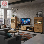 Шкаф витрина, 90х42х179, Флеверс, сервант для посуды, стеклянная, буфет, из массива дуба, Makosa