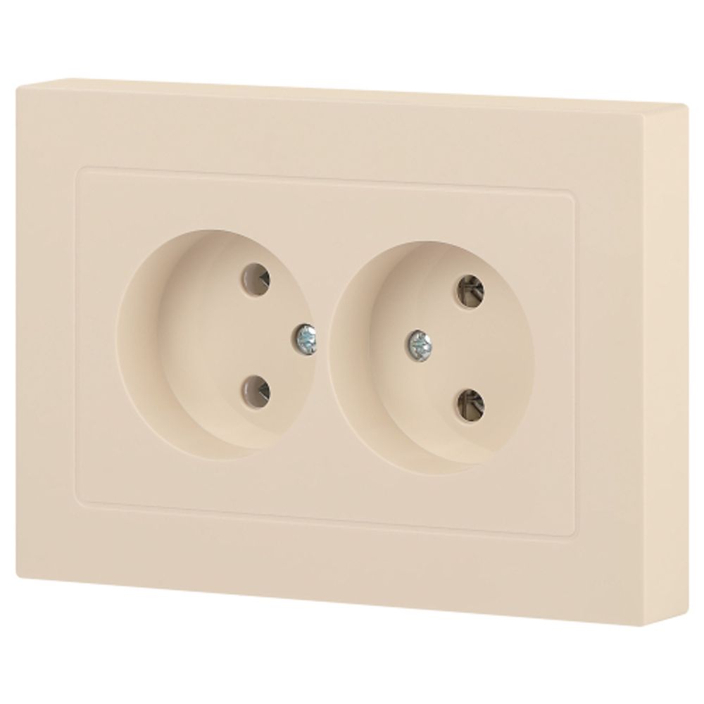 Розетка Intro Accent 6-204-02 2х2P, 16А-250В, IP20, СУ, AL/CU, слоновая кость | Intro