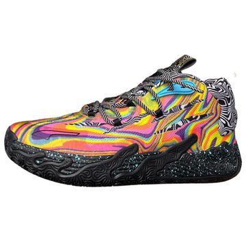 PUMA MB.03 Баскетбольные кроссовки MID Топ Черно-красный Желтый Унисекс