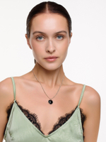 Колье "Lovely" с черным агатом Silver