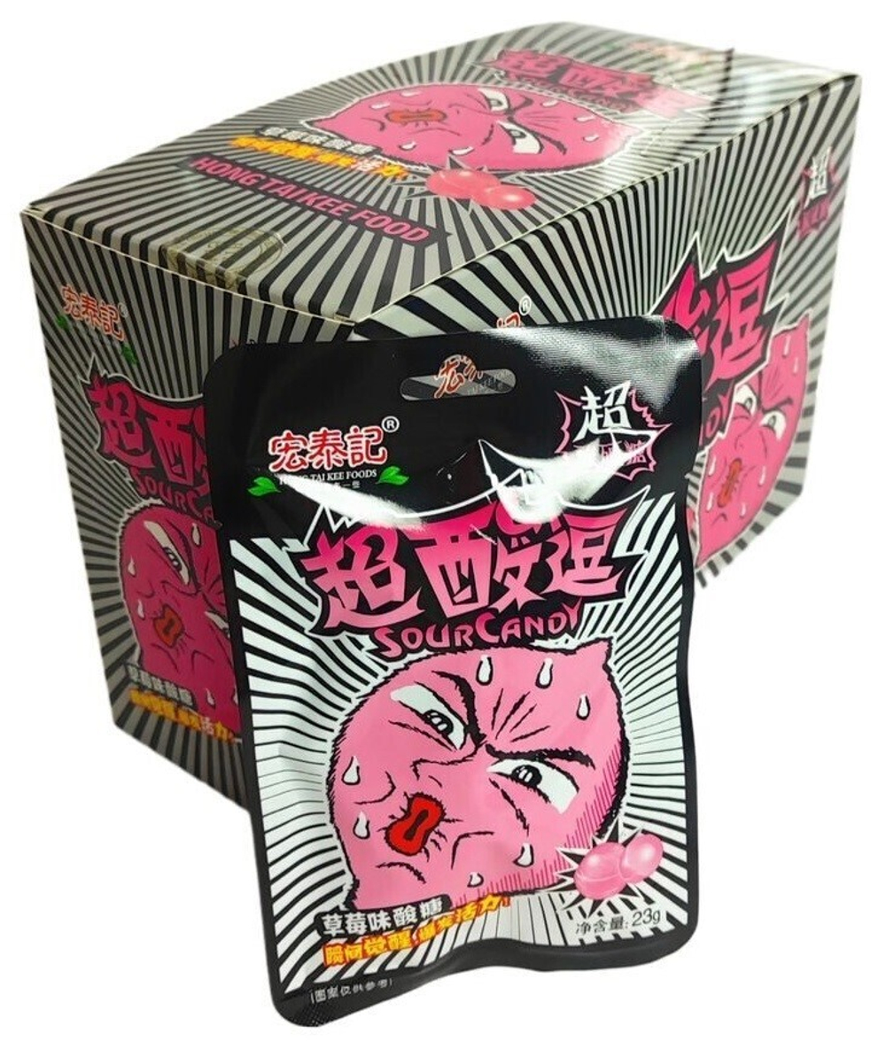 Карамель "Hong Tai Kee Foods" с кислым вкусом "КЛУБНИКА"