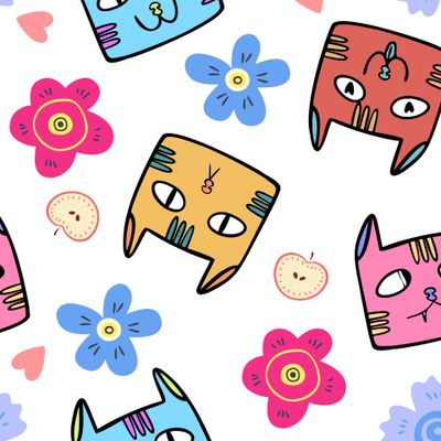 cats and flower