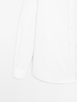 Massimo Dutti РУБАШКА КЛАССИЧЕСКОГО КРОЯ ИЗ 100% ХЛОПКА, БЕЛЫЙ