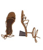 Кожаные босоножки на каблуке Alohas - коричневый(S00284)