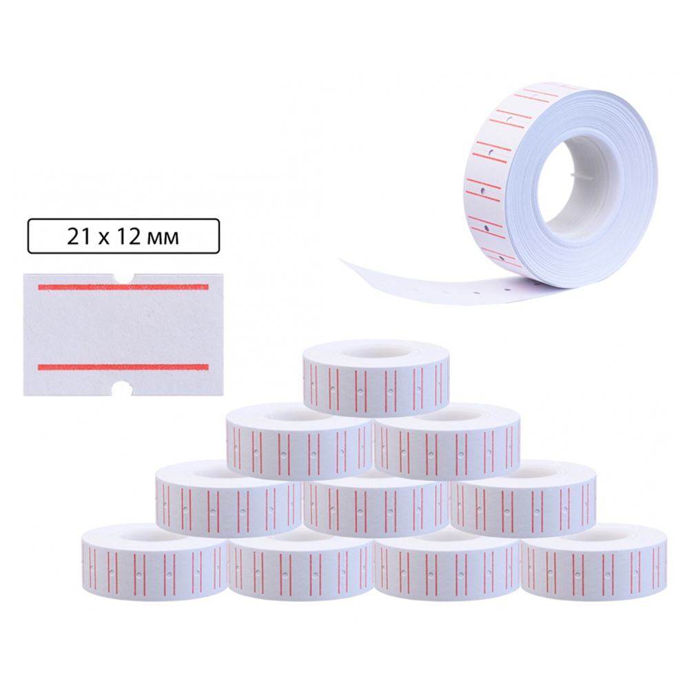 Ценник Basir клейкий, размер 21*12 мм, белый, 1000 шт в рулоне