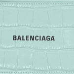 Balenciaga Cash Bright Crocodile Pattern Embossed Cow Leather Coin Purse, Card Holder Large Women"s Green