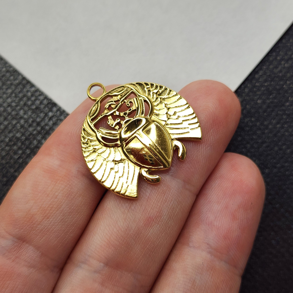 Подвеска Скарабей, сталь, 2я позолота, р-р 25мм