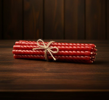 Свеча витая КРАСНАЯ (воск) 10шт.