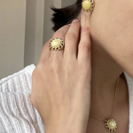 Кольцо винтажное II с молочным янтарем