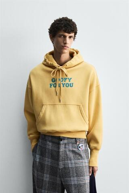 ZARA HARRY LAMBERT X DISNEY ХУДИ С КАПЮШОНОМ И НАДПИСЬЮ, ЖЕЛТЫЙ