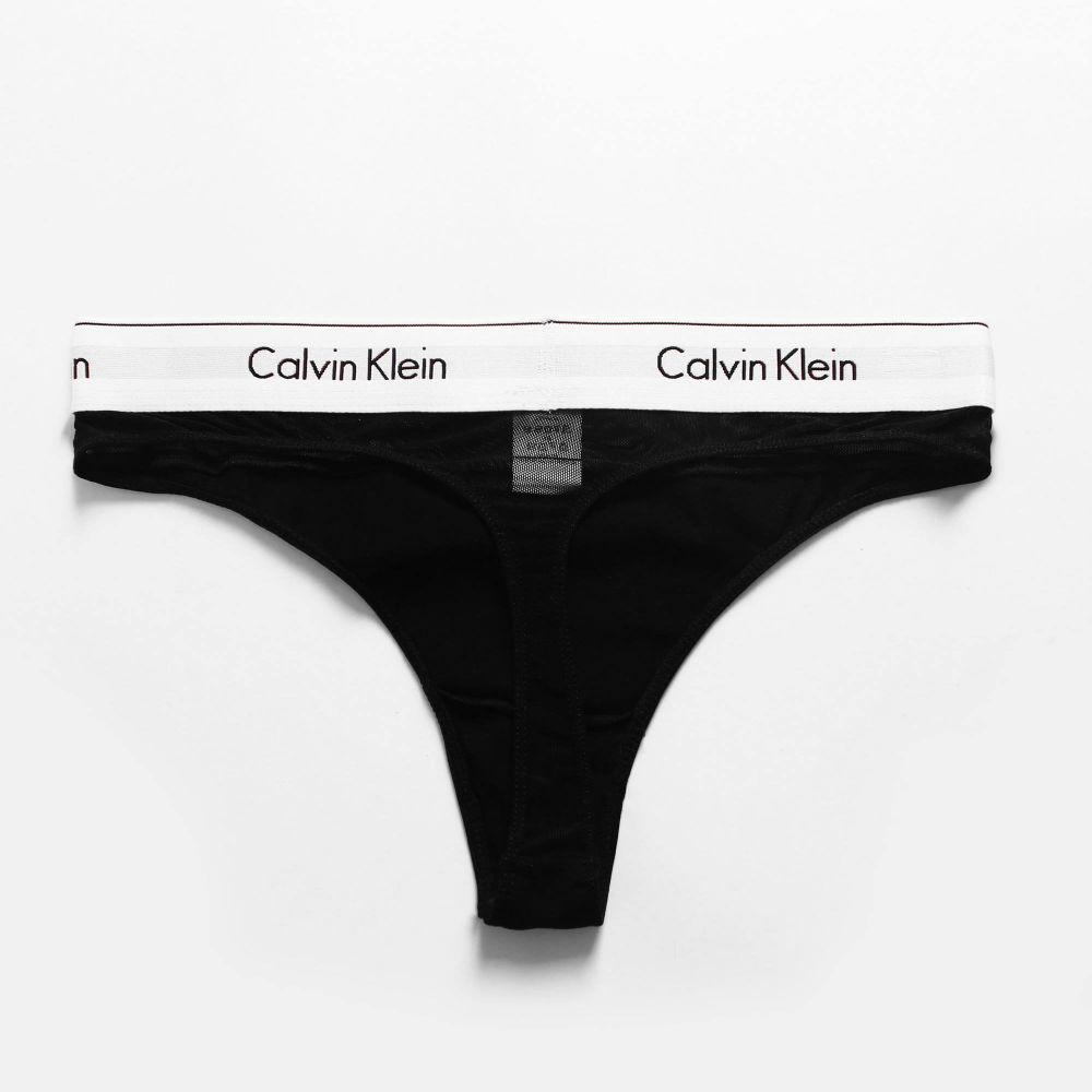 Женские трусы стринги черные в сетку Calvin Klein Women Modern Cotton