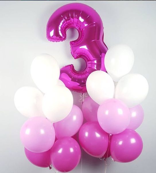 Воздушный шар (40''/102 см) Цифра, 3, Фуше, 1 шт.