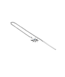 Моносерьга-продёвка из серебра со вставкой из выращенного сапфира