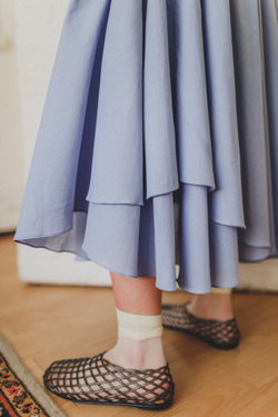 Юбка асимметричная двухслойная из батиста василькового цвета