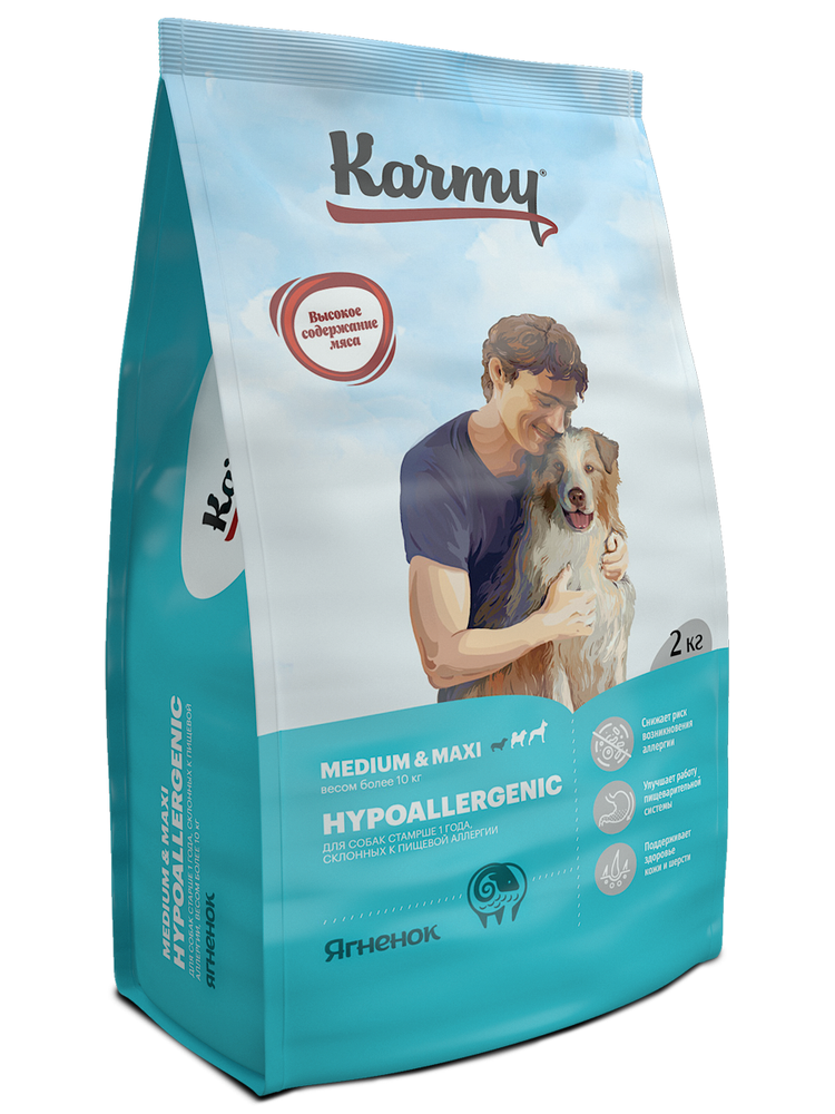 Сухой корм Karmy Hypoallergenic Medium&amp;Maxi для собак средних и крупных пород Ягненок 2кг