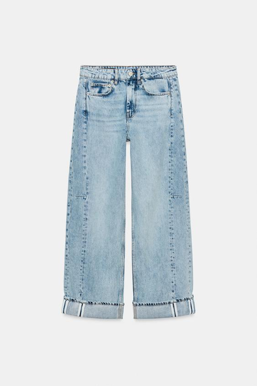 ZARA ДЖИНСЫ RELAXED-FIT С НИЗКОЙ ПОСАДКОЙ — ZW COLLECTION, СИНИЙ