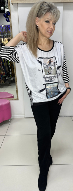 Комбинированная туника с "экранами" и полоской