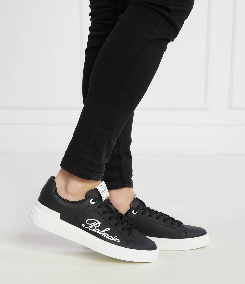 Кожаные кроссовки b-court-cuir&signature Balmain - черный(CM0VI288 LTBP)