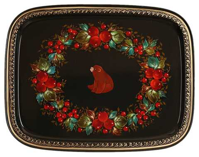 Жостовский поднос декоративный, размер 45х35 см (A19), металлический