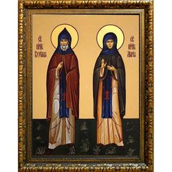Кирилл и Мария Радонежские Преподобные. Икона на холсте.