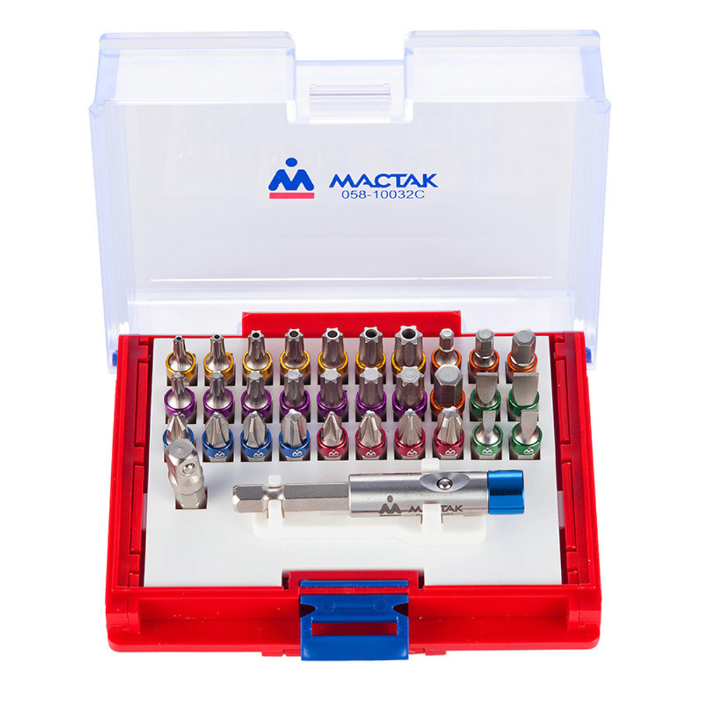 Набор вставок (бит) 1/4&quot;, TORX, HEX, Pozidriv, Phillips, Slotted, 32 предмета МАСТАК 058-10032C