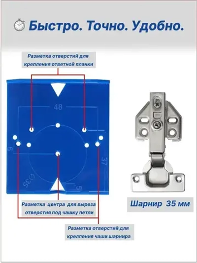 Шаблон мебельный для разметки и установки петель. Кондуктор копировальный для фасадных петель.
