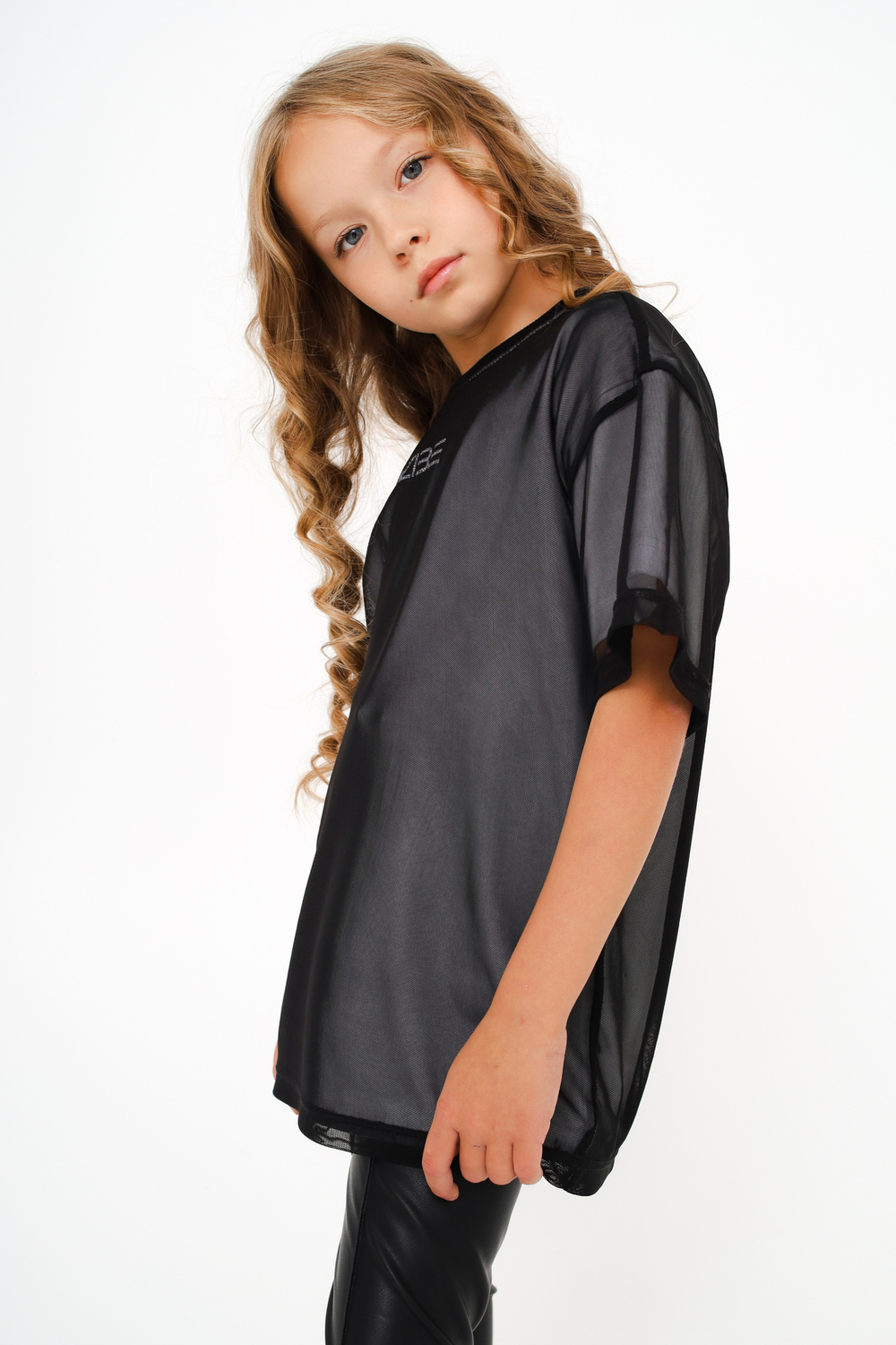 Футболка с сеткой оверсайз, белая