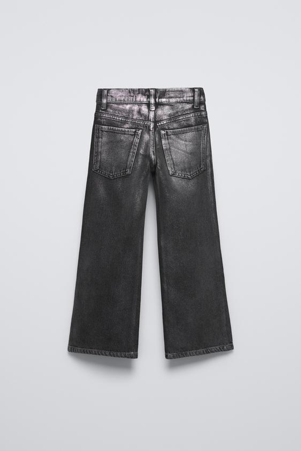 ZARA ДЖИНСЫ ИЗ БЛЕСТЯЩЕЙ ТКАНИ С ШИРОКИМИ ШТАНИНАМИ, СЕРЫЙ