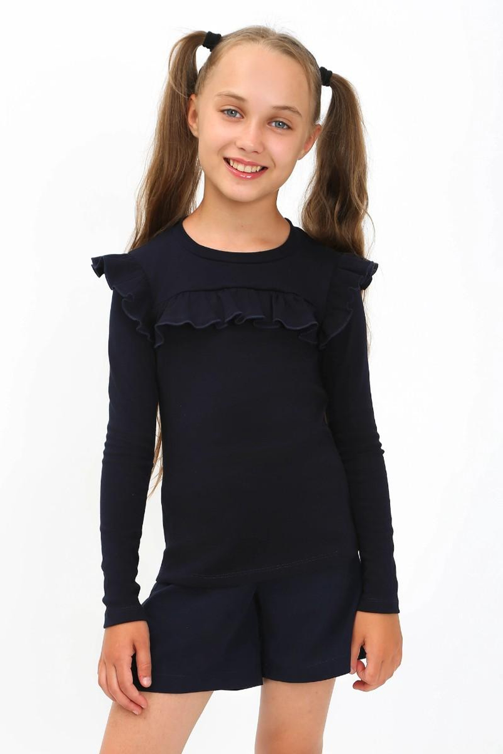 Лонгслив "Школа-5", р. 128, тёмно-синий, (Ивашка)