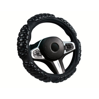 Оплетка на руль круглая CarFashion -L- «BLACKBERRY» 31660 - Экокожа - черный/шов черный