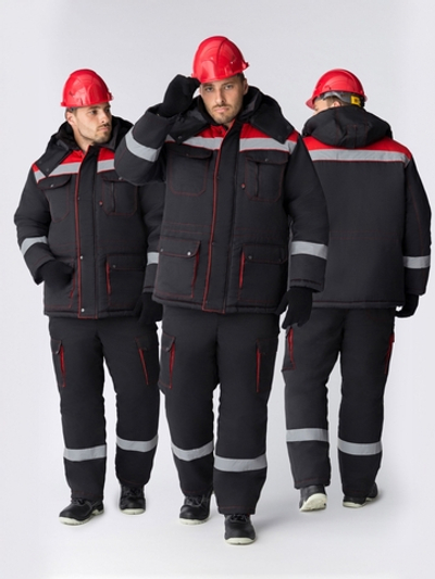 Костюм зимний Титан (Смесовая, 210) п/к, черный/красный