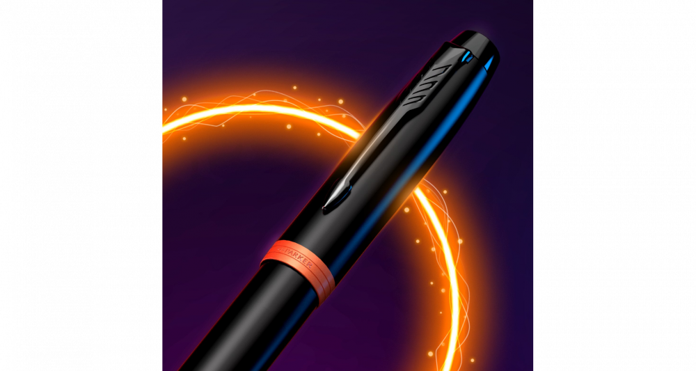 Шариковая ручка Parker IM Vibrant Rings Flame Orange, стержень: Mblue, в подарочной упаковке.