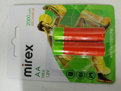 Аккумулятор Mirex R06 2000 mAh блистер. (Цена за 2шт)