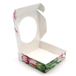 Упаковка для пряников и печенья с окном 11,5*11,5*3 см (Тюльпан)