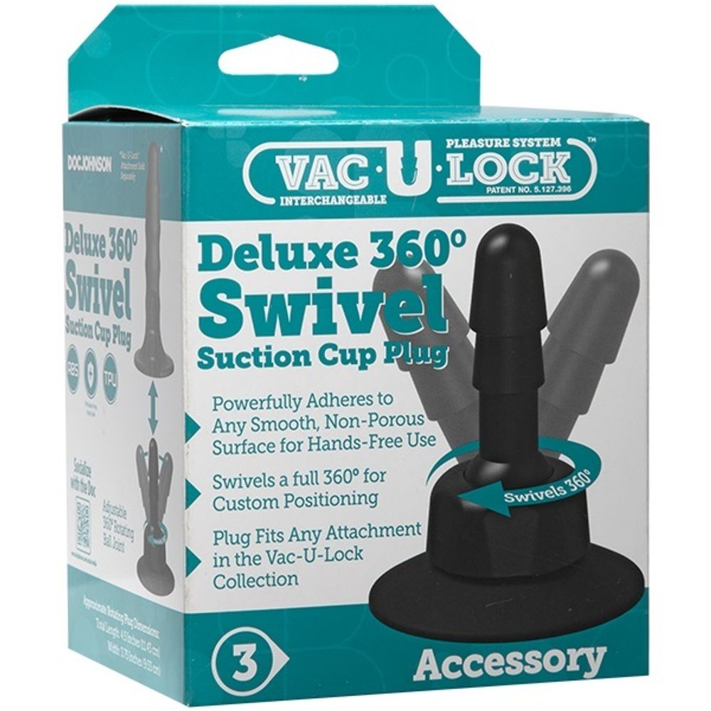 1010-18 BX DJ / Аксессуар - плаг для крепл. Vac-U-Lock™ Deluxe 360° Swivel Suction Cup Plug - Black