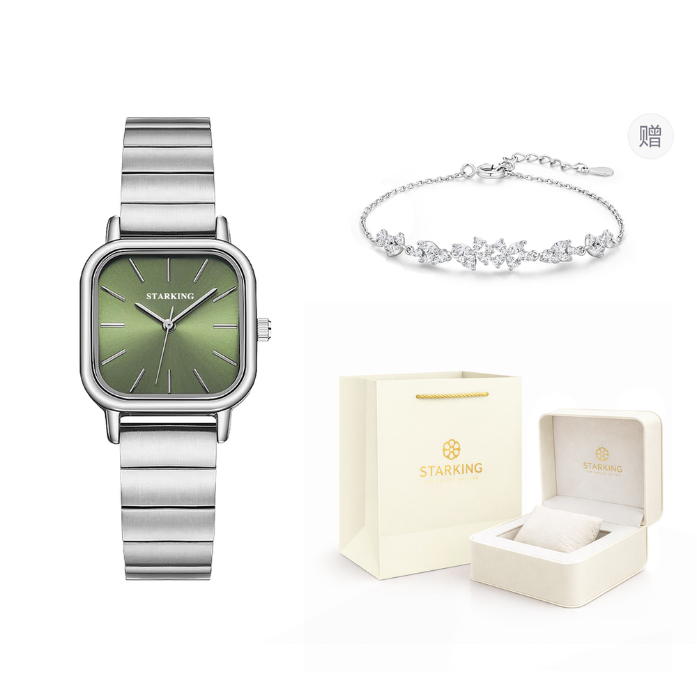 STARKING Quartz Movement Stainless Steel Watchband Watch Women"s Watch Green Dial