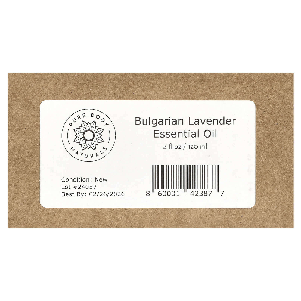 Pure Body Naturals, Эфирное масло, болгарская лаванда, 118 мл (4 жидк. унц.)
