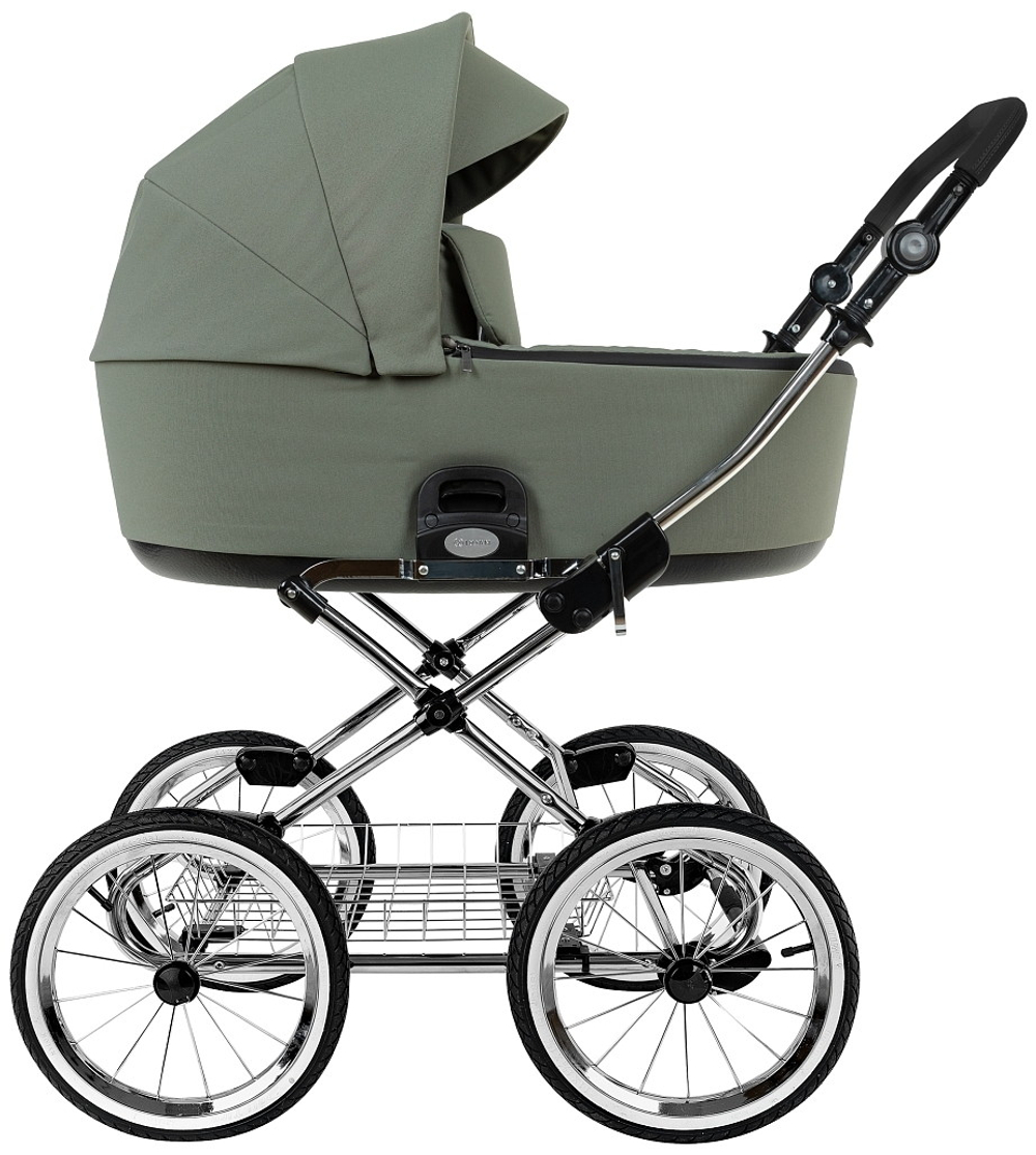 Детская коляска Roan Bass Next Classic d14 2.0 3 в 1 с автокреслом Pituso Baesa Pro Black,Beige Canopy BSNC/92/2 Sage Green/Black/руч.Black