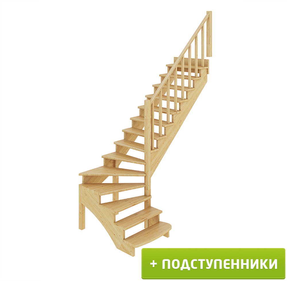 Лестница на второй этаж К-001м/1 Правая c подступенками