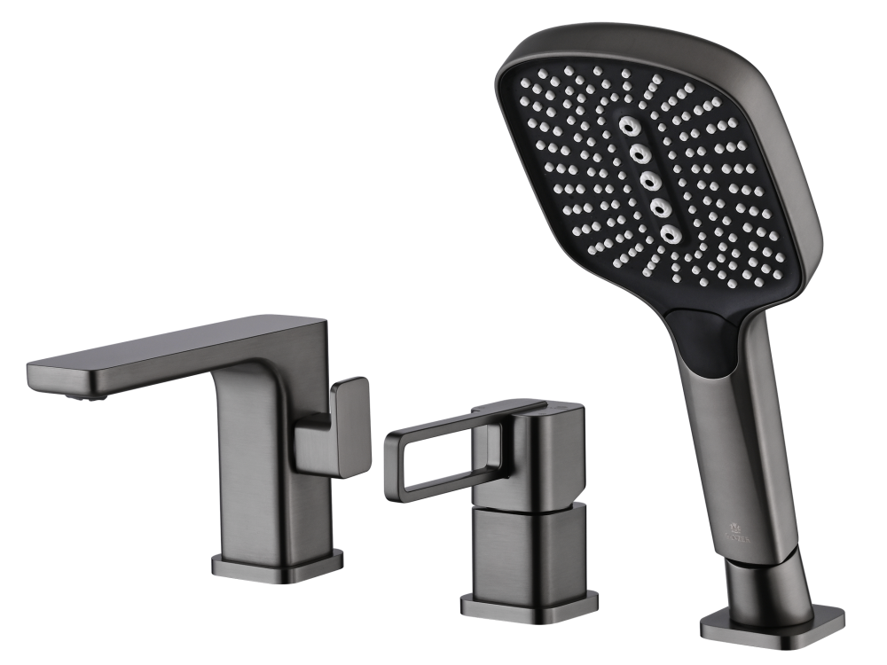 12133-Q Смеситель на борт ванны (3-отв,ГРАФИТ)  GANZER (10/1шт)