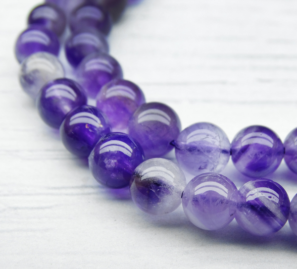 ПК095НН6 Бусины из природного камня Аметист шевронный, размер: 6 мм, 10 шт.