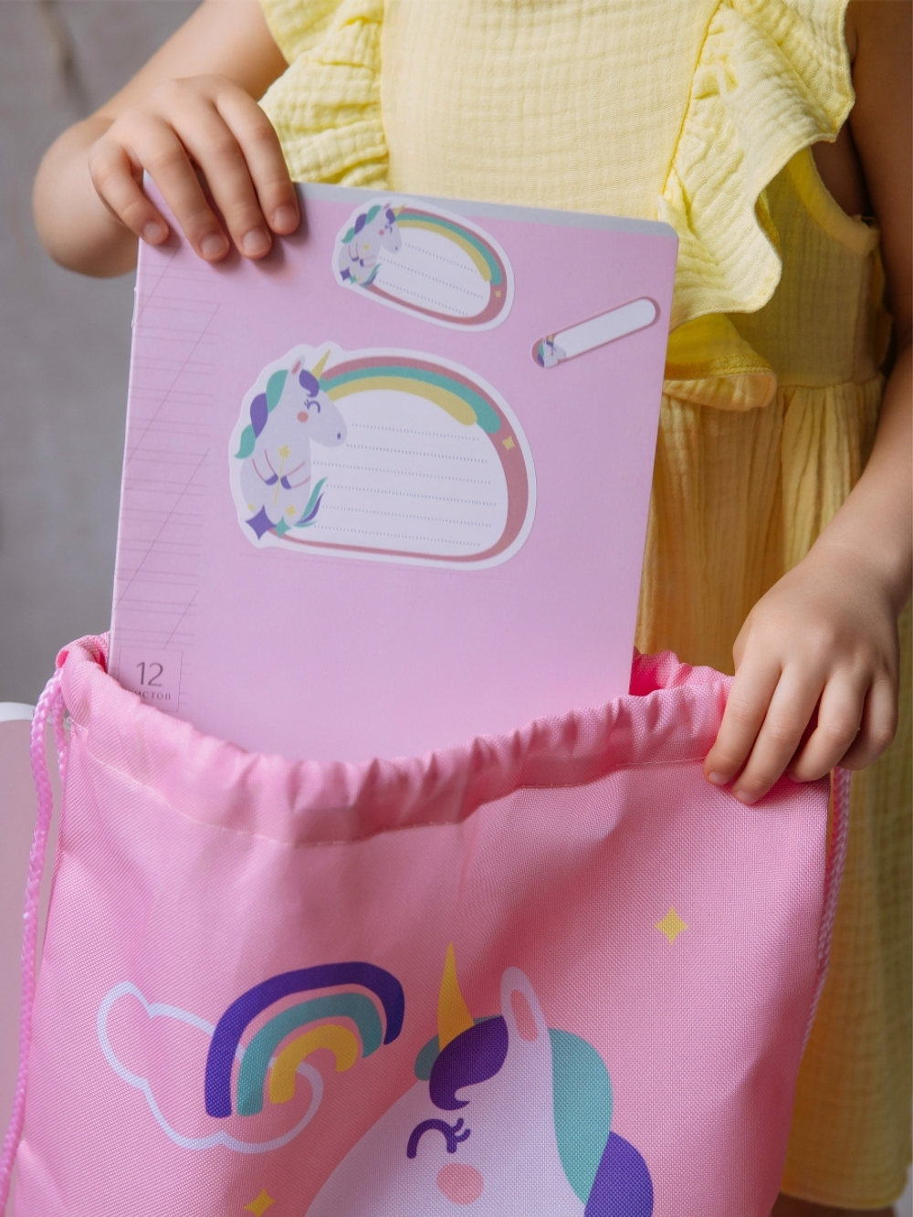 Набор для детского сада: кармашек, коврик, мешок. Котики принт