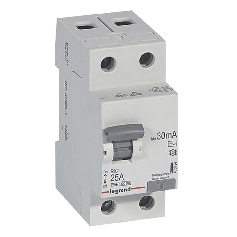 УЗО Legrand RX3 ВДТ 2П 25А 30мА тип AC (ВДТ) 402024